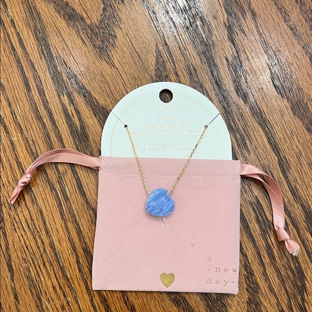 A New Day Gold Necklace with Blue Pendant